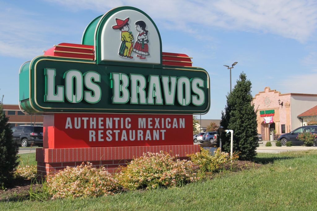 Los Bravos Restaurant Custom Vacuum Form Monument with Neon