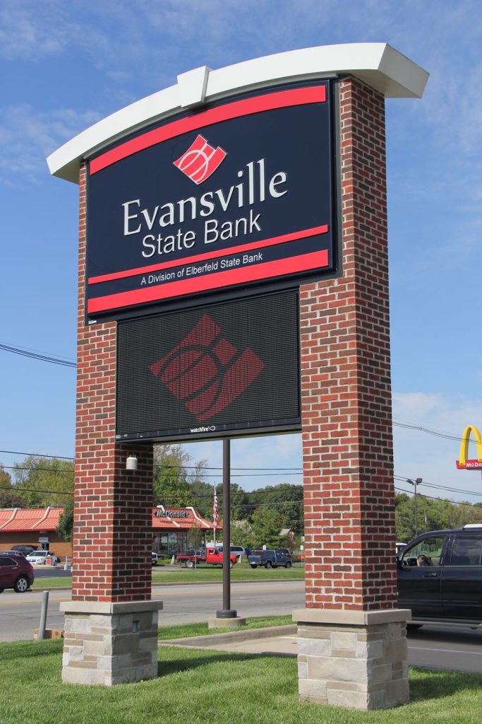 Evansville State Bank Custom Pylon Sign with Electronic Message Board