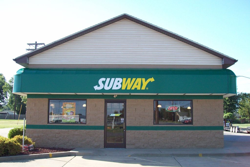 Subway Restaurant Building Awning