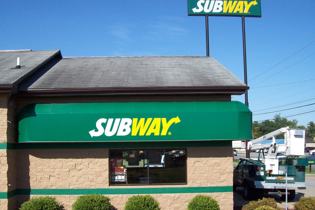 Subway Restaurant Building Awning