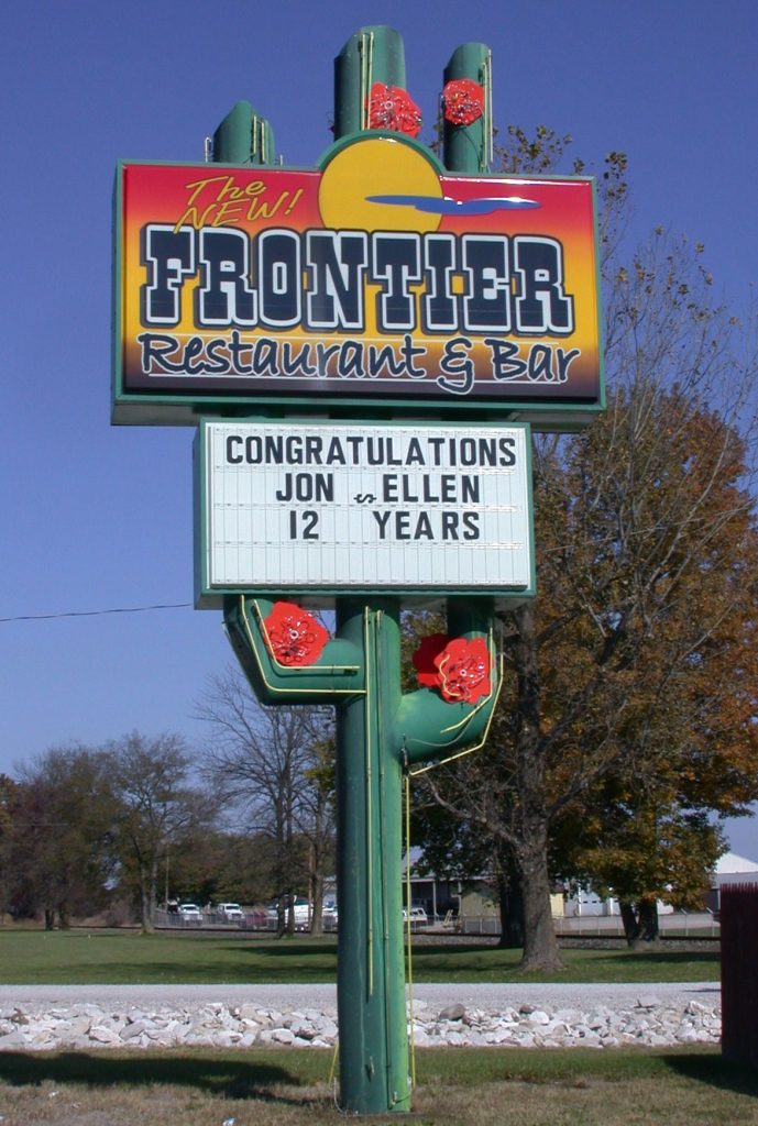 Frontier Restaurant Custom Pole Sign with Marquee