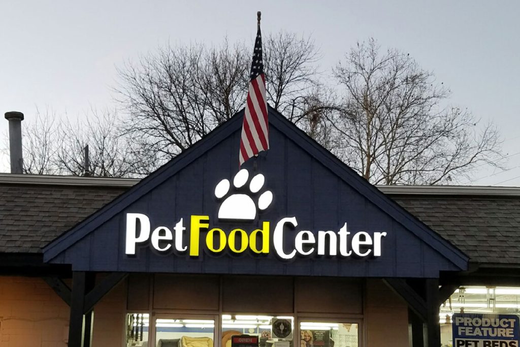 Pet Food Center Channel Letter Exterior Sign