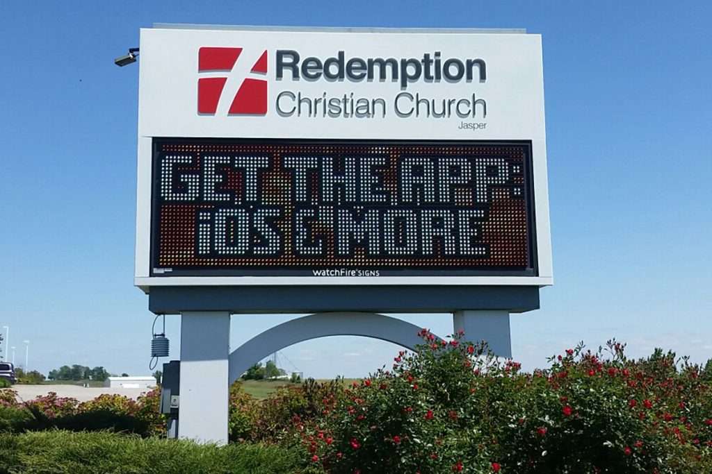 Redemption Church Pylon Sign with Electronic Message Board