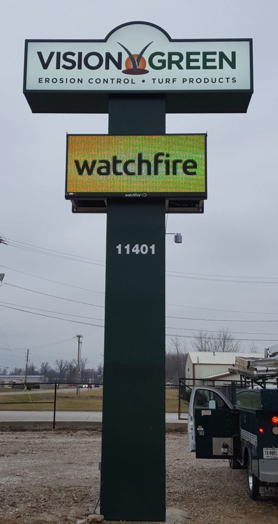 Vision Erosion - Pylon sign with led digital sign